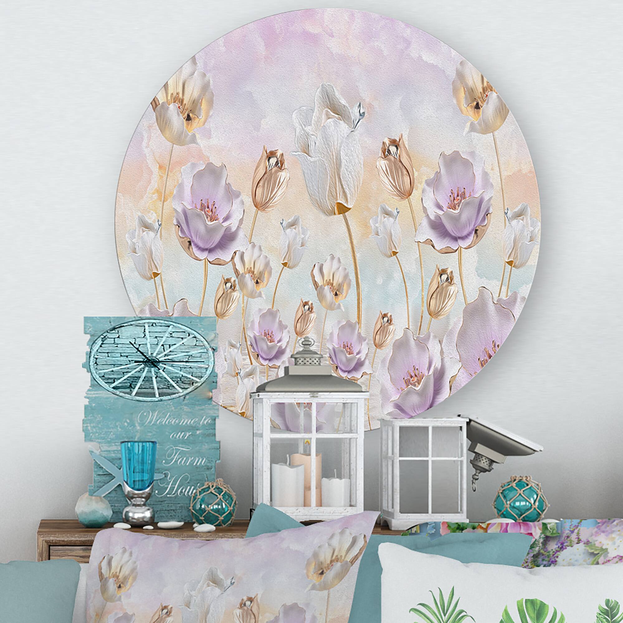 Designart - Blossoming Flowers In Pastel Tones